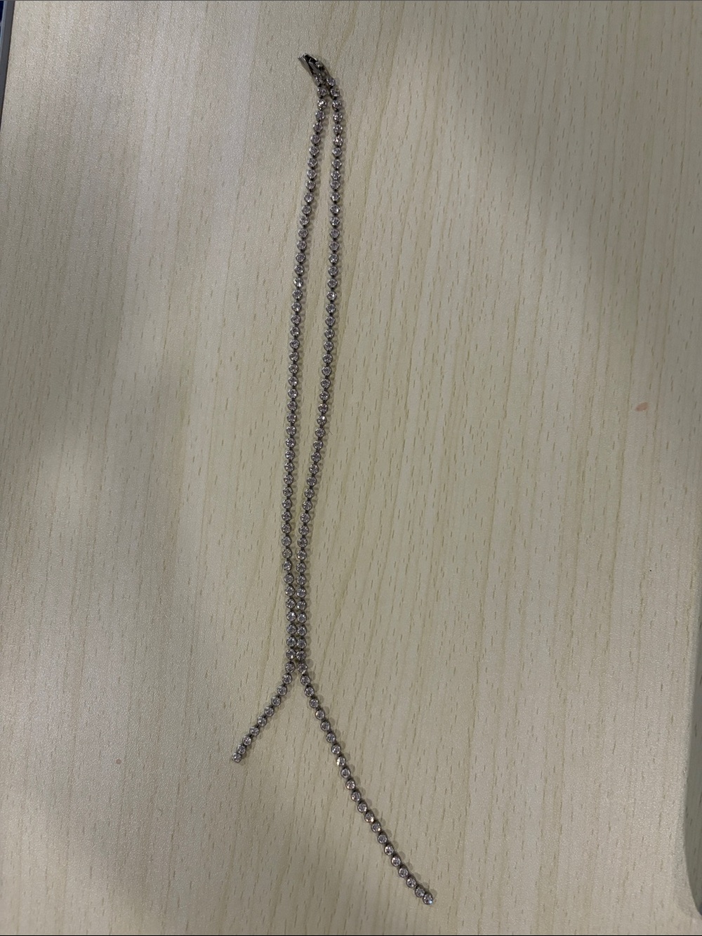 Silver Rhinestone Y-Drop Necklace